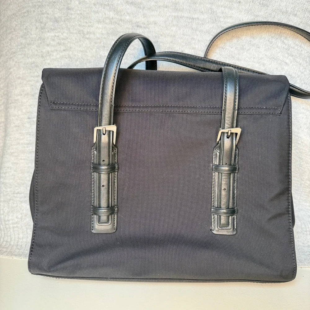 Francesco Biasia BIA63 Evolution Black Nylon Leather Briefcase Laptop Bag NWT